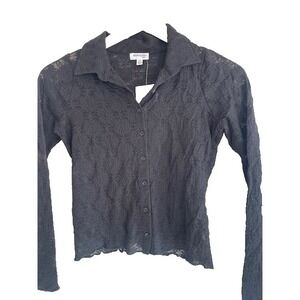 Stitch & Pine Black Button Down Blouse Size Small L (14)
